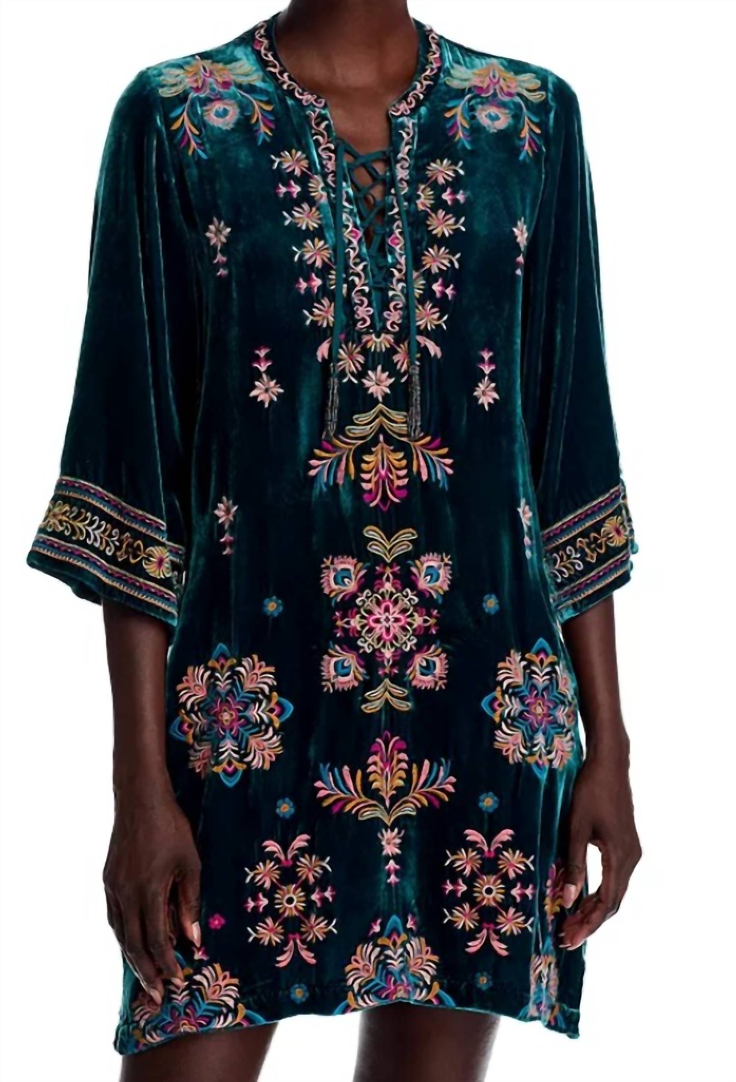 Johnny Was - velvet tie front kimono dress