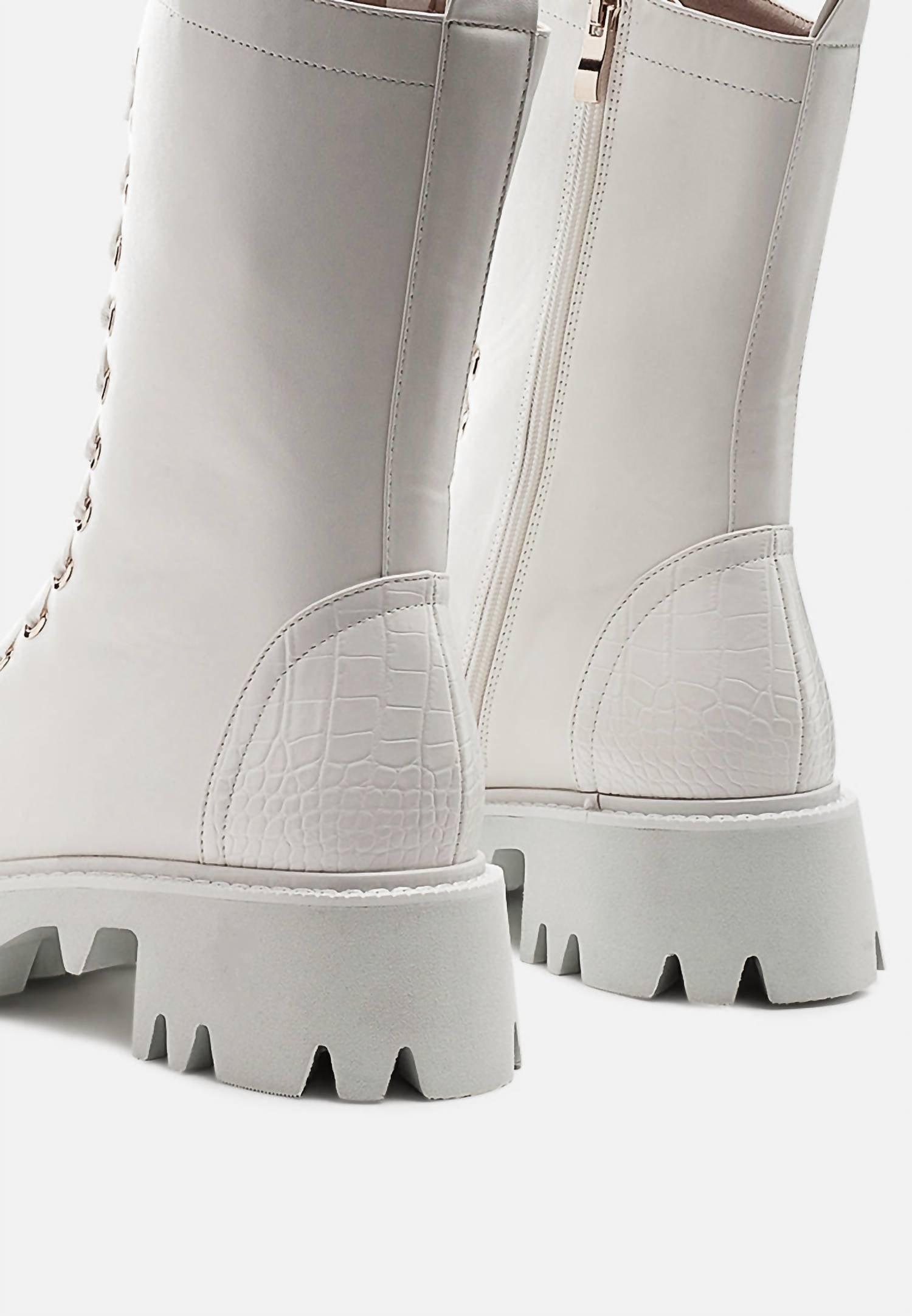 London Rag - Women's Drill Chunky Lace Up Ankle Boots