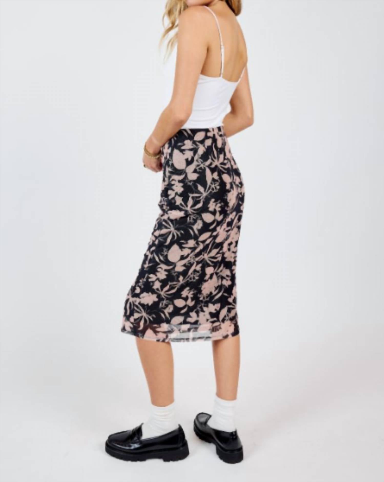 Sadie & Sage - Floral Mesh Midi Skirt