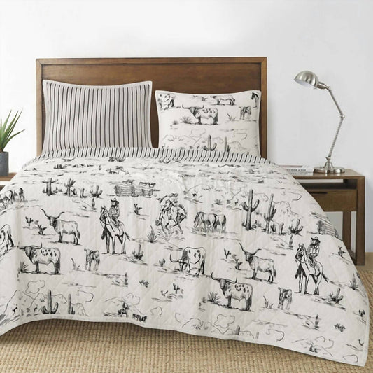 Hiend Accents - Ranch Life Western Toile Reversible Quilt Set
