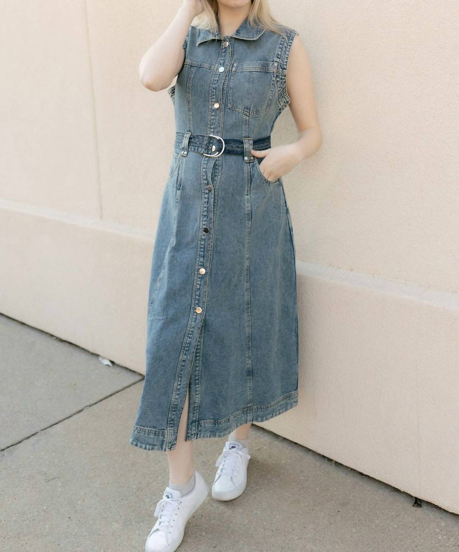 ELAN Denim Midi Dress in blue - women's dress