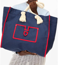 Clare V. - Women's Beach Marine Canvas Tote Bag