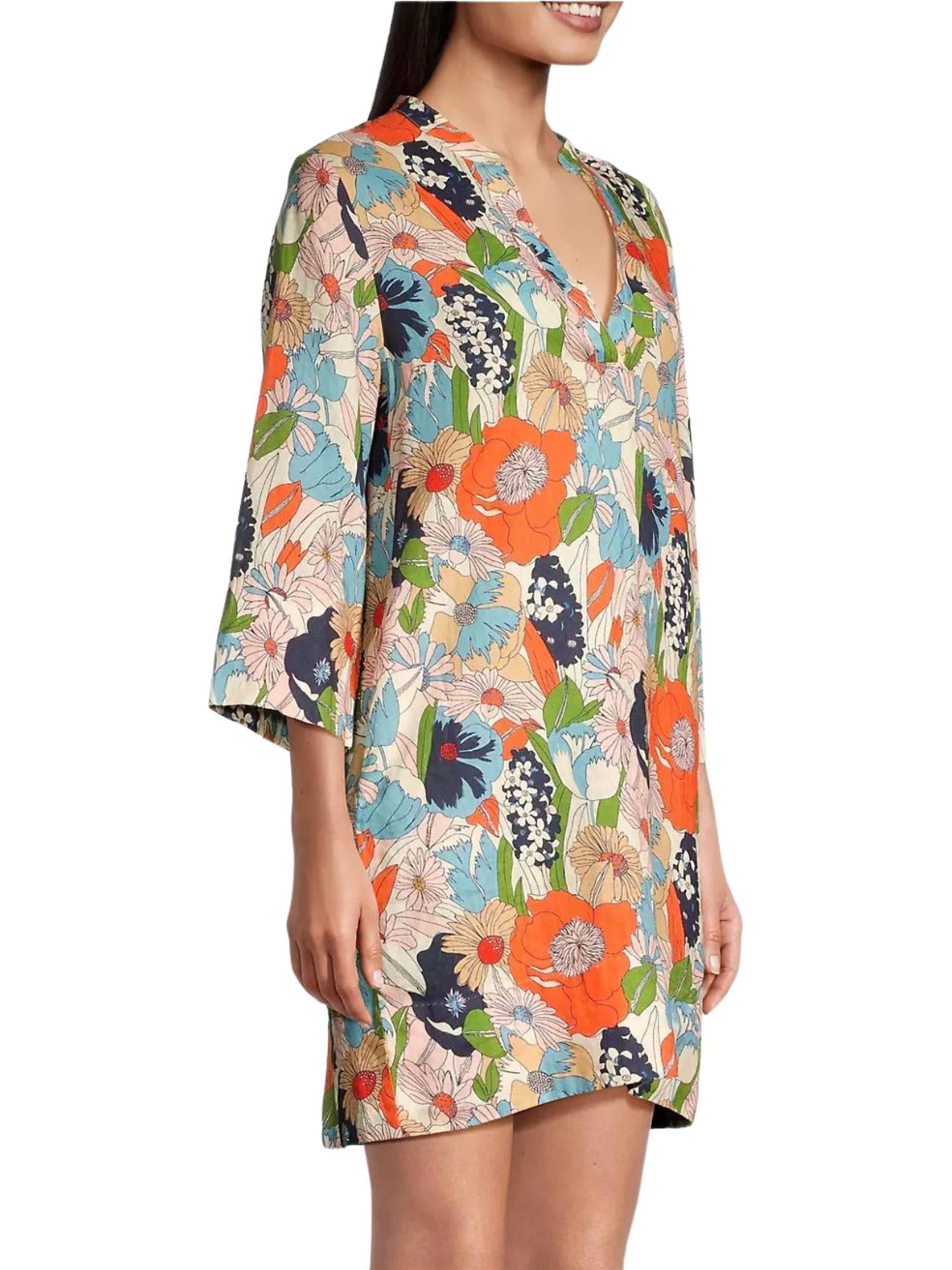 TROVATA Lucca Shift Dress in selva floral - women's dress - detail view