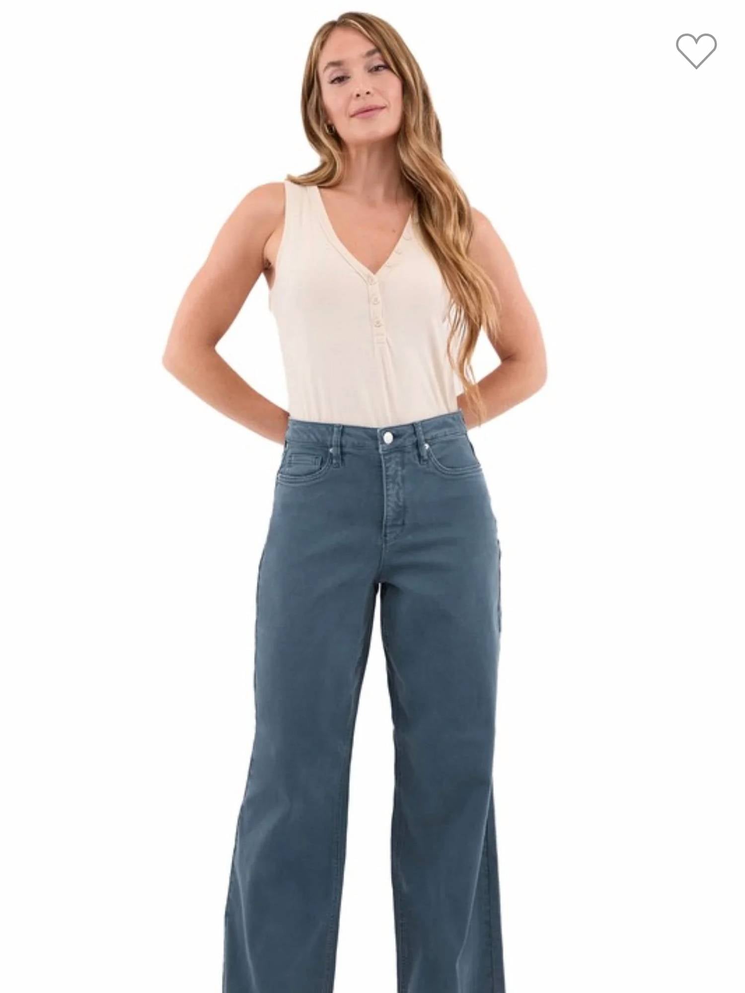 Rfm Denim - Chloe High Rise Frayed Wide Leg Pants