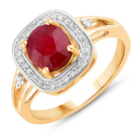 Diana M Jewels Women's Oval Natural Ruby Fashion Ring (1.67 Ct) - Classic in 14k yellow gold - women's jewelry
