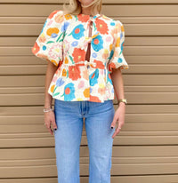 Aureum - April Front Tie Floral Top