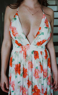 The Clothing Company - Front Pleats Detail Maxi Flower Dress