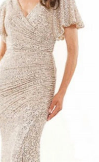 Colors Dress - Sequin Fit And Flare V-neck Gown