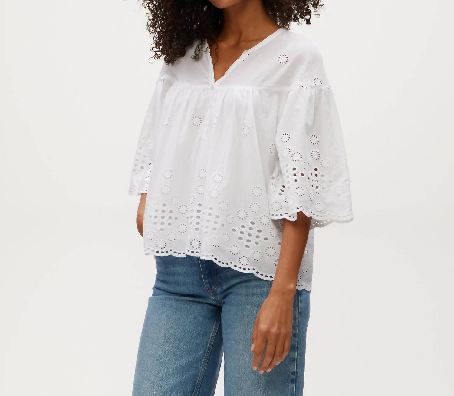 Michael Stars - Gloria Eyelet Flutter Top