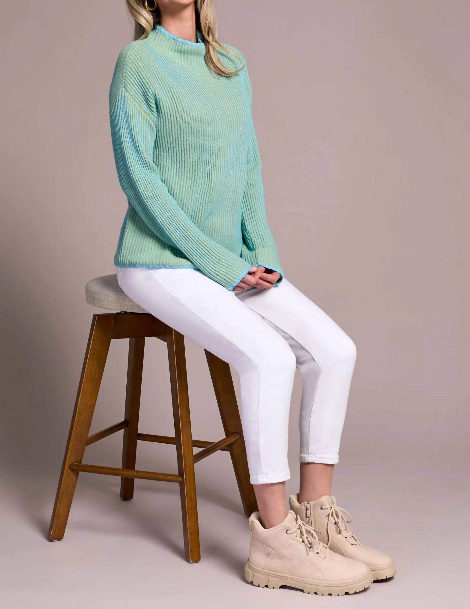 Tribal - Two Tone Funnel Neck Sweater