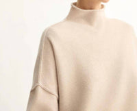 Arlo Mott Penn Roll Neck Top in beige - women's long sleeve top - detail view