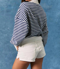 Le Lis - Stripe Mock Neck Sweatshirt With USA