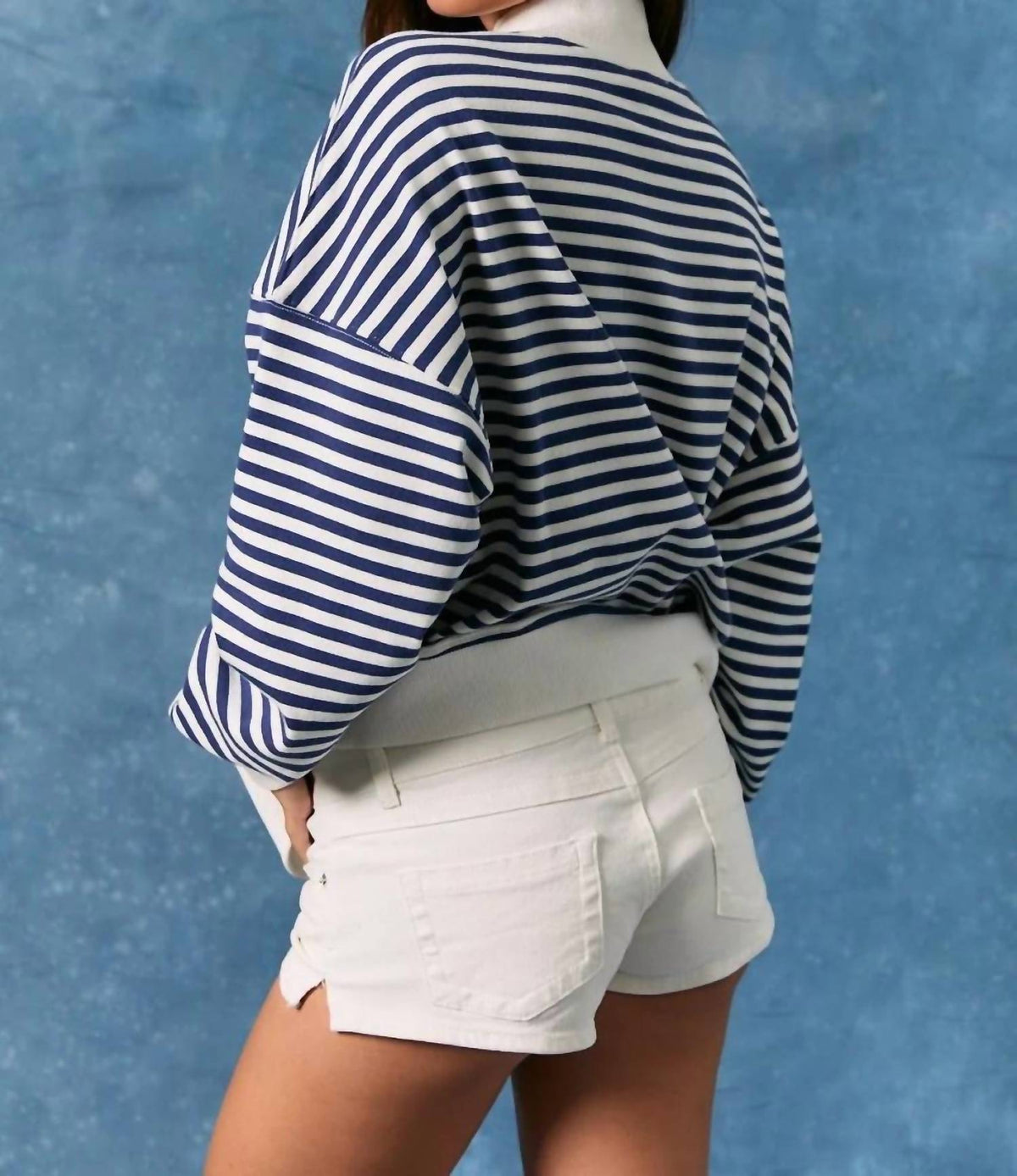 Le Lis - Stripe Mock Neck Sweatshirt With USA