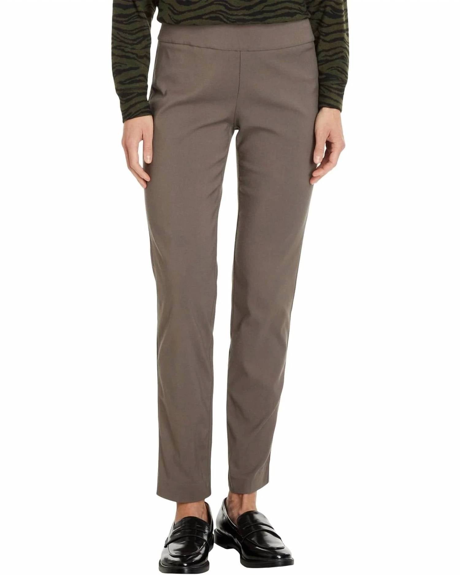 Elliott Lauren - Control Stretch Pull-on Ankle Pants With Back Slit