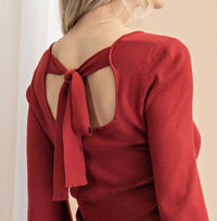 Ee:Some - Penny Puff Sleeve Back Tie Sweater Top