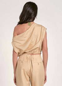 ELAN Callie Off-shoulder Blouse in khaki - women's blouse - view 4