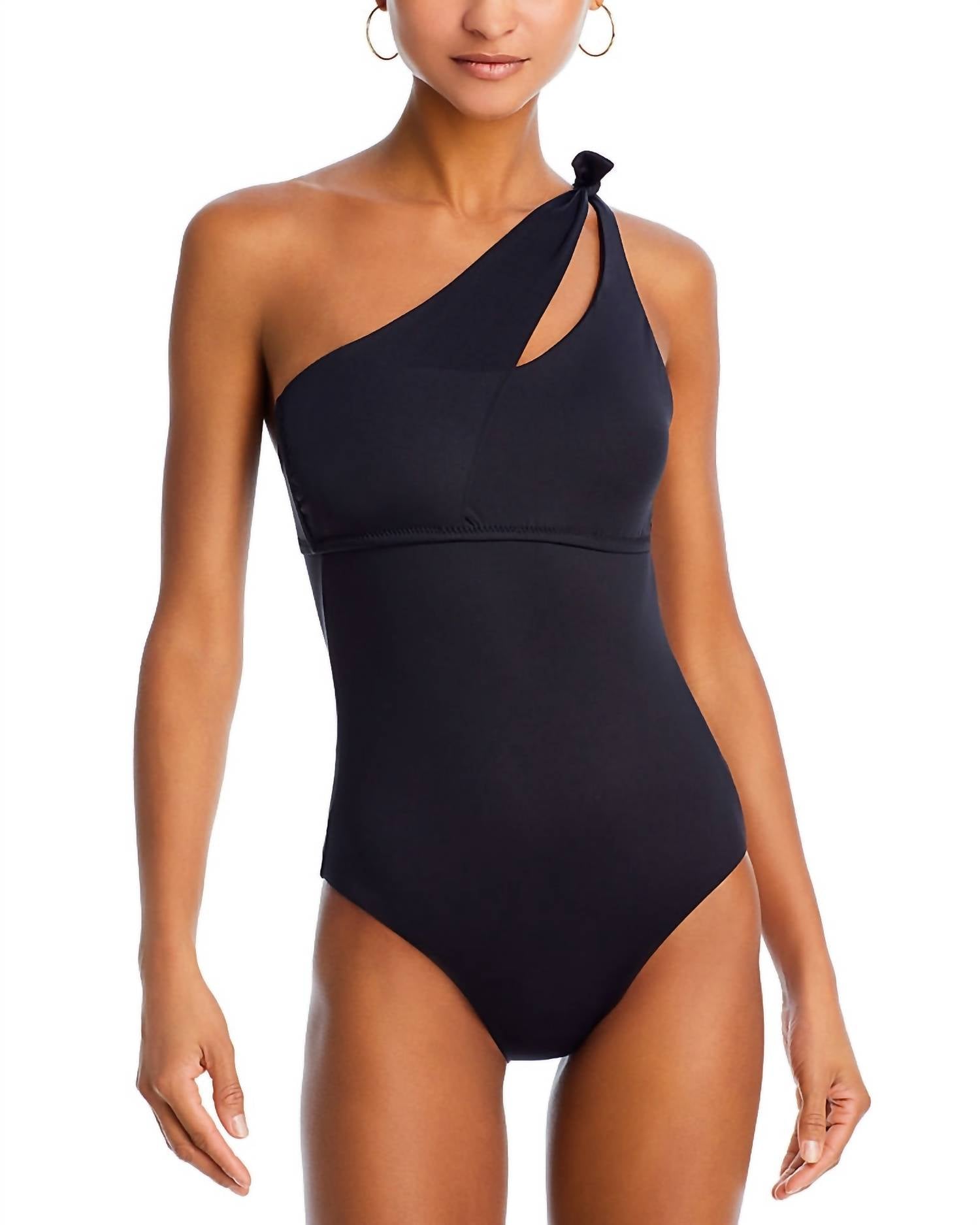 Becca by Rebecca Virtue Asymmetric Cutout One Piece Swimsuit in black - women's swimwear