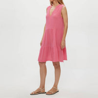 Michael Stars Daisy Gauze Midi Dress in drangonfruit - women's dress - detail view
