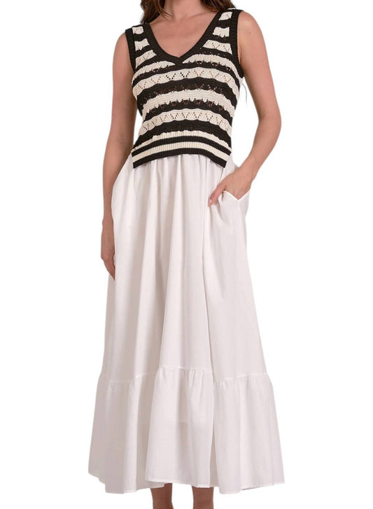 Elan - Sleeveless V-neck Midi Dress Combo