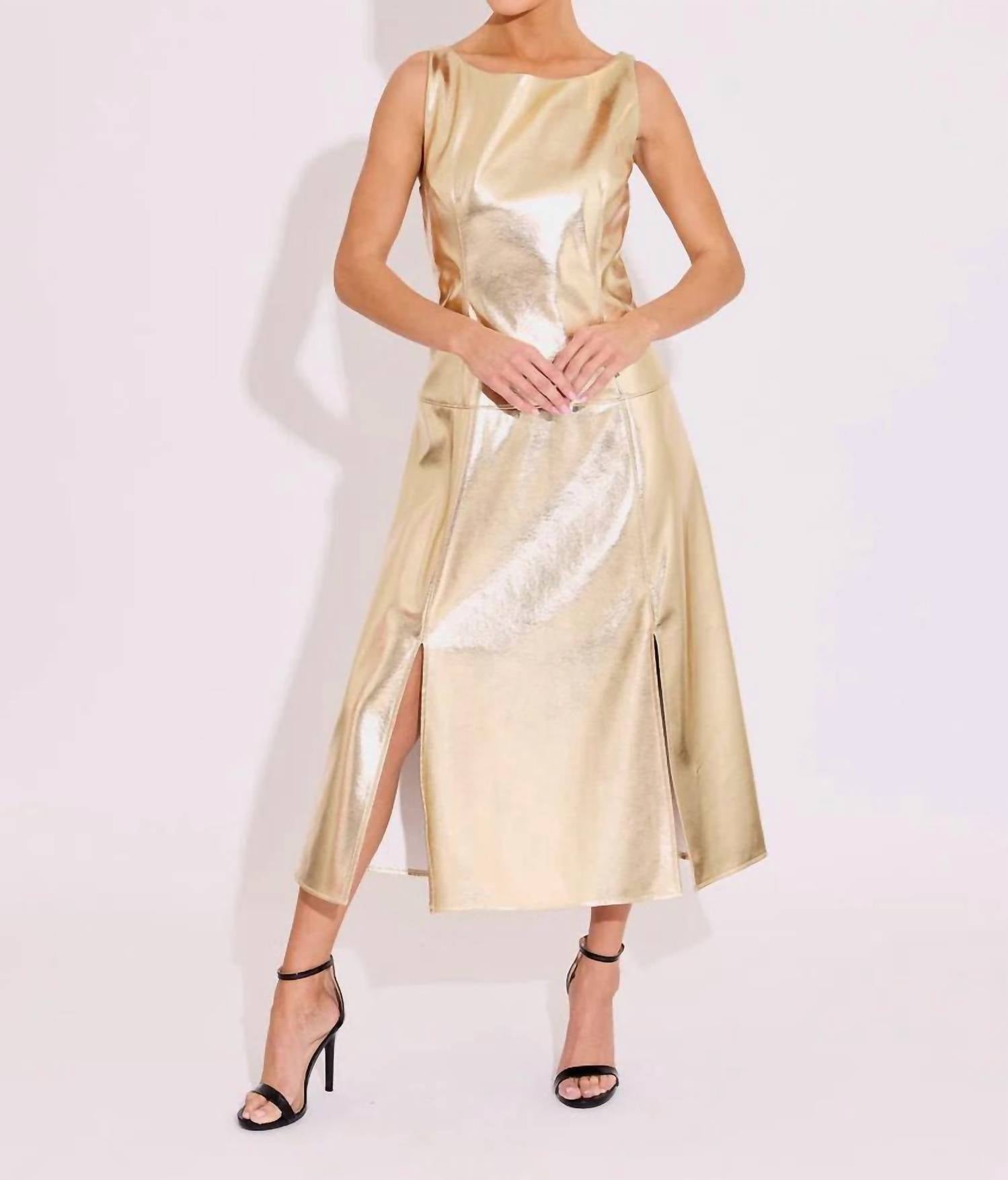 Alden Adair Selena Midi Dress in gold - women's dress