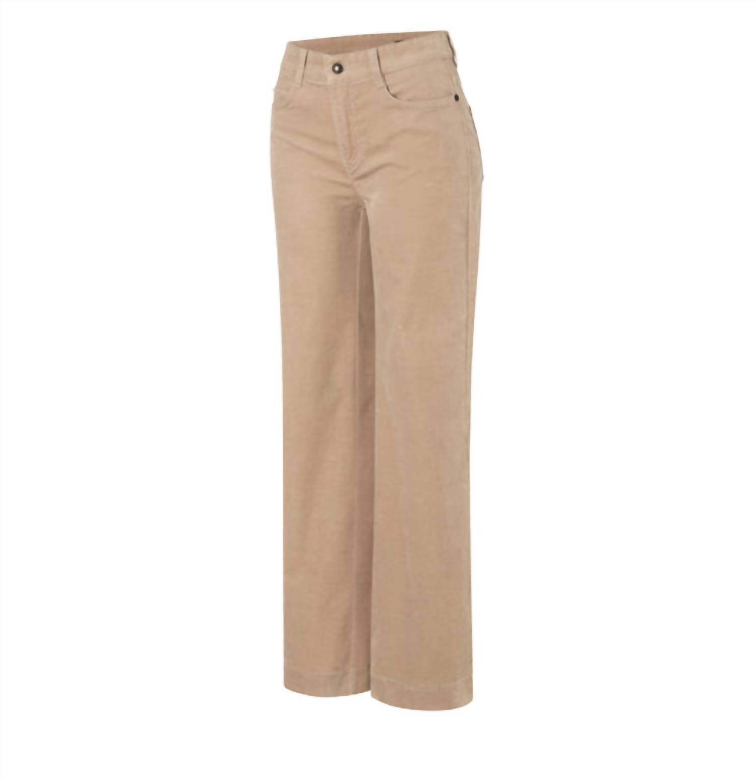 MAC Women's Wide Leg Velvet Jeans in sand beige - women's jeans - alternate view