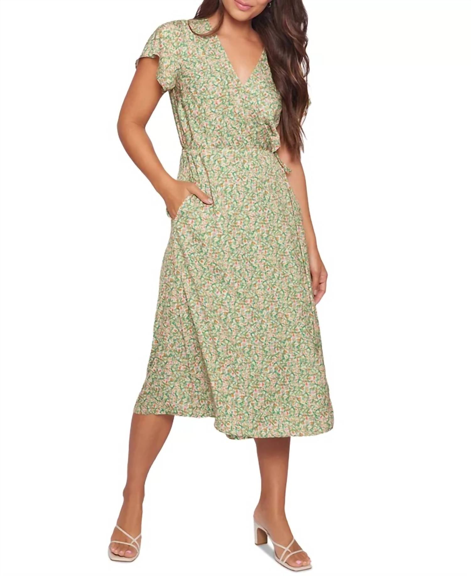 Lost + Wander - Wild Poppies Midi Wrap Dress