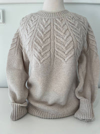 Fisherman Out of Ireland Women's Yoke Cabled Sweater in cream - women's sweater
