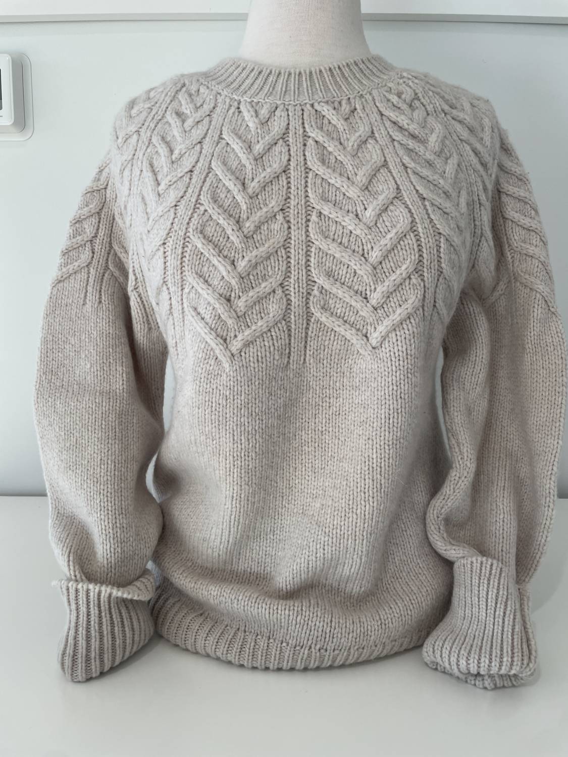 Fisherman Out of Ireland Women's Yoke Cabled Sweater in cream - women's sweater