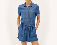 Be Cool - Utility Button-up Romper With Pockets