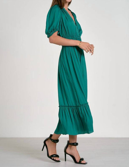 Elan - Short Sleeve V-neck Midi Dress