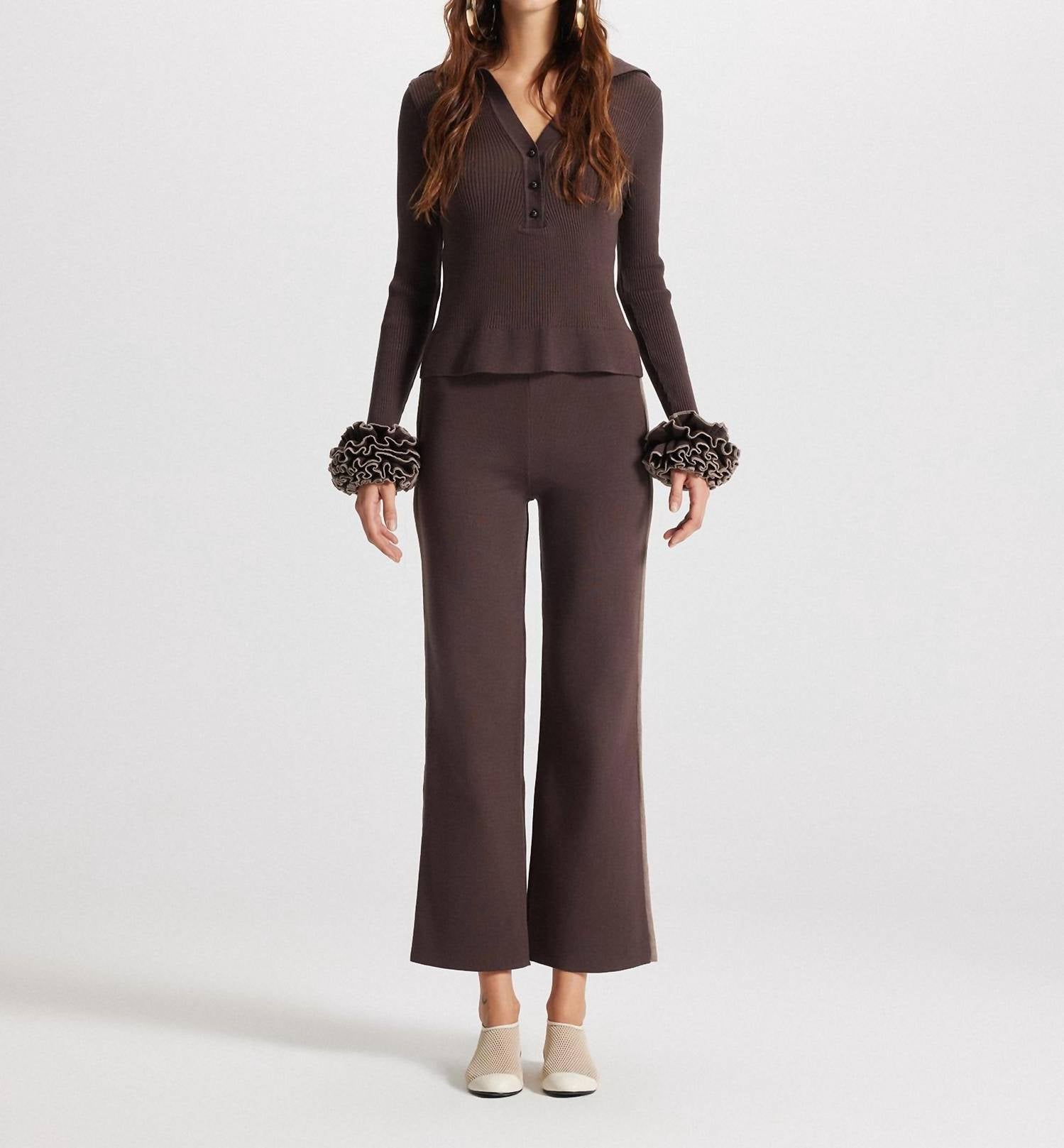 Theo The Label - Women's Nomia Wide Leg Knit Pants