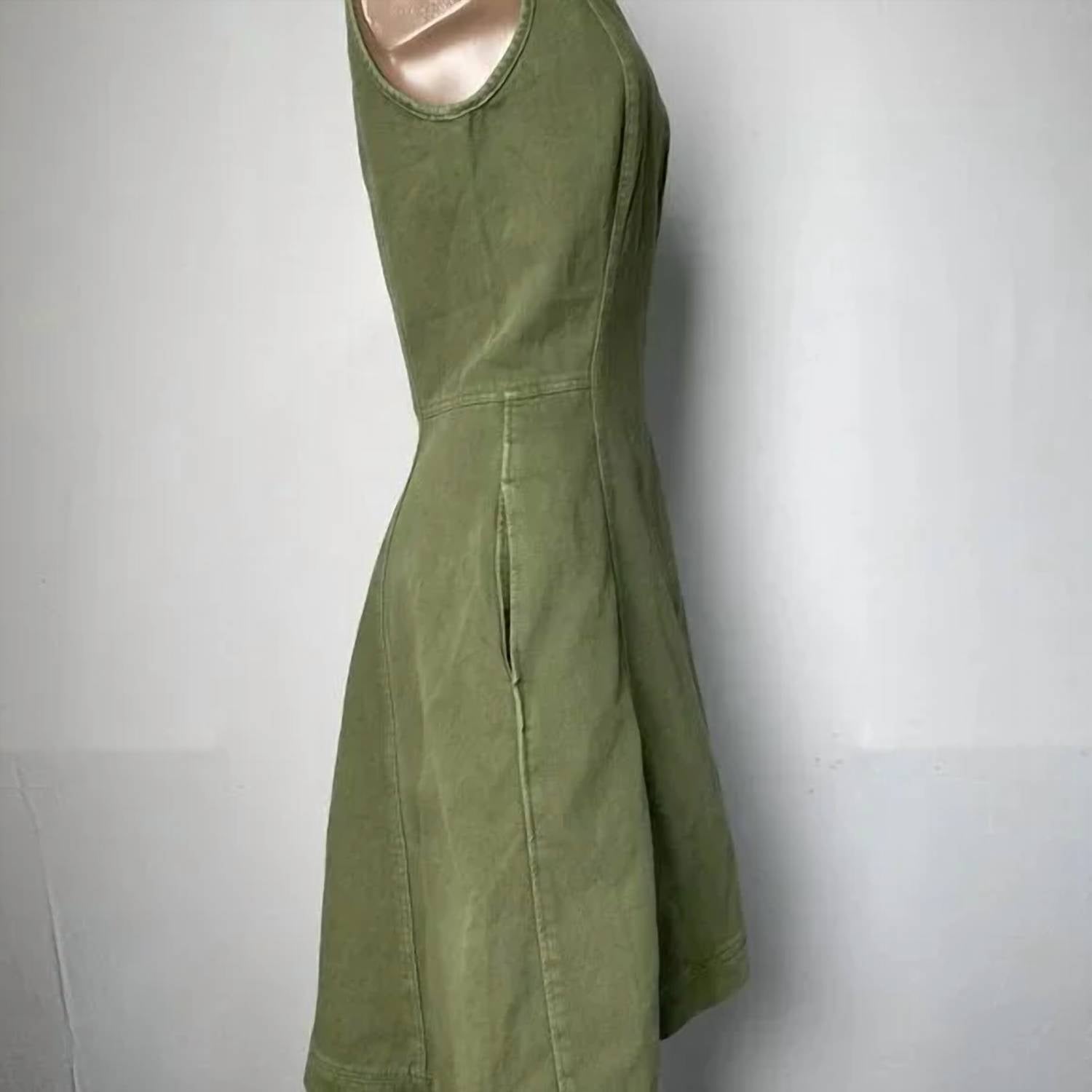 G-Star Women’s Short Corset Flare Twill Denim Mini Dress in green - women's dress - detail view