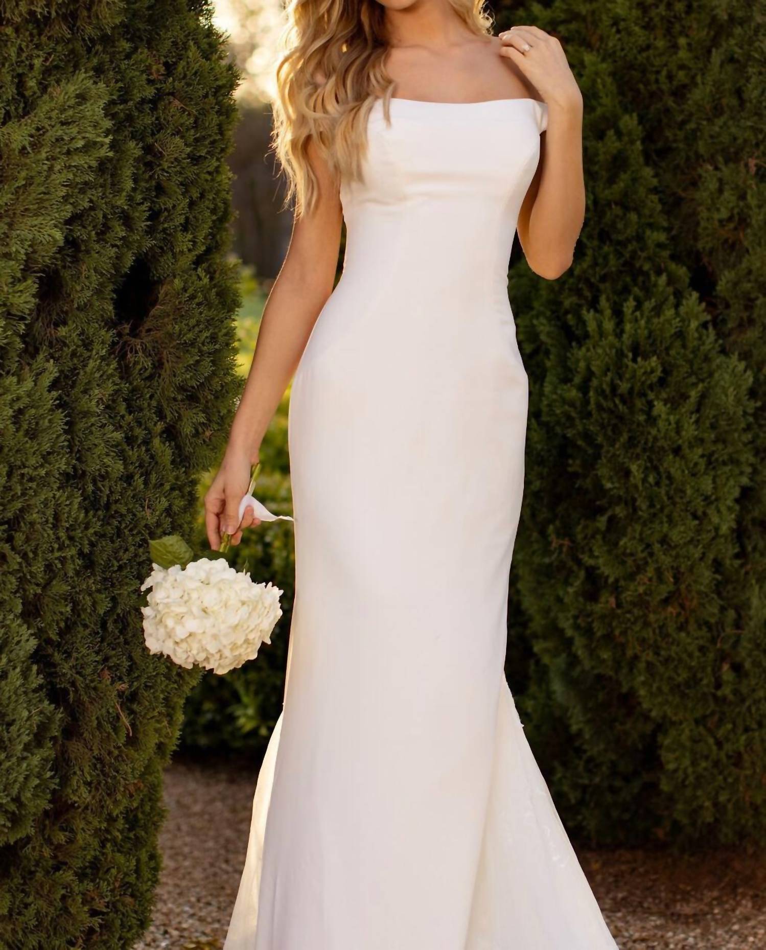 Sherri Hill - Lace Train Off The Shoulder Wedding Dress