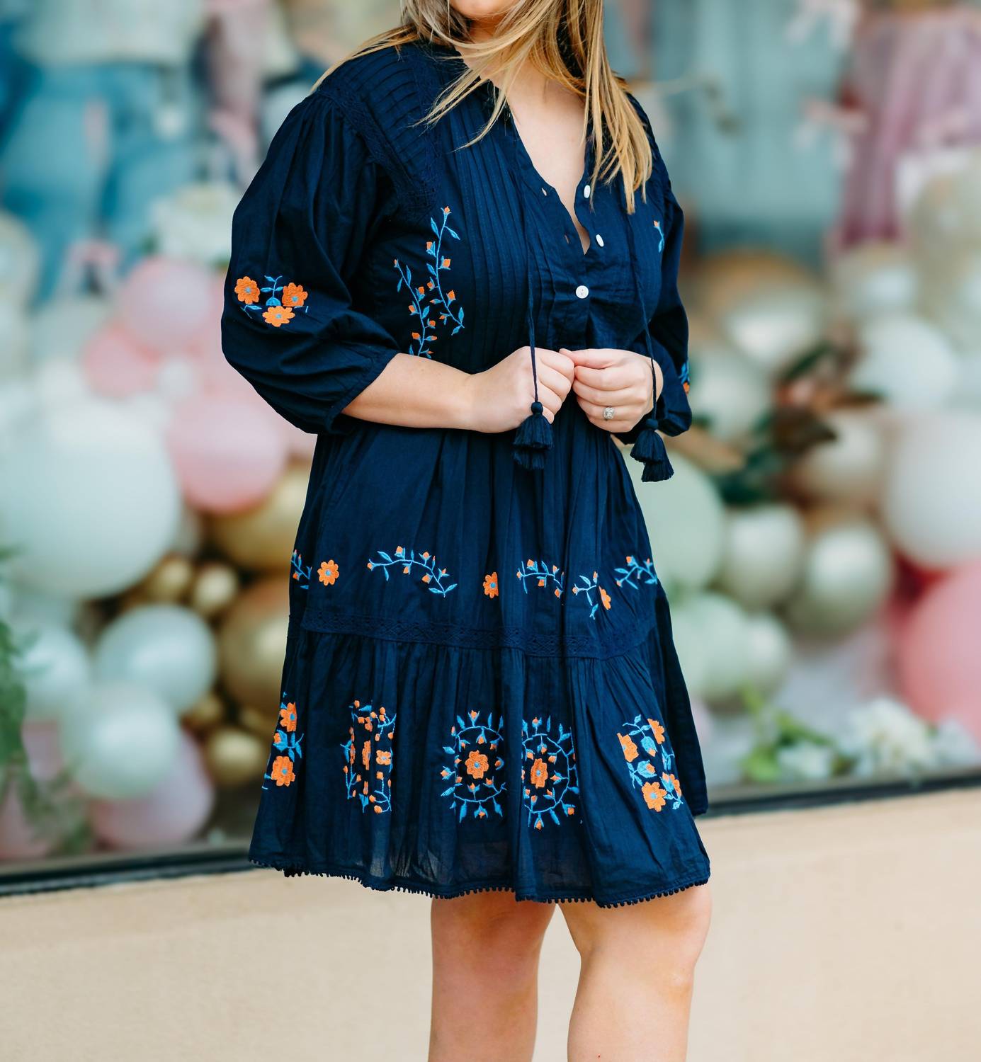 Karen Kane - Embroidered Lace Trim Dress