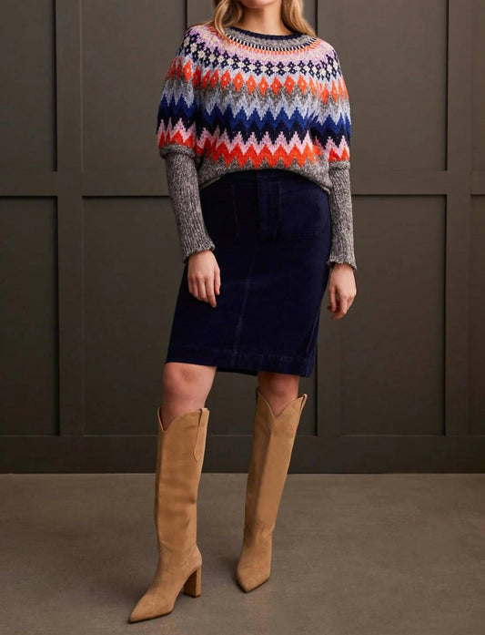 Tribal - MIX GROUND INTARSIA RIBBED SWEATER