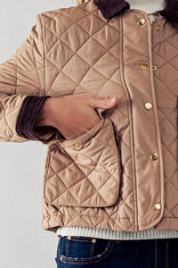 Love Tree - Barn Quilted Padded Jacket with Corduroy Trim