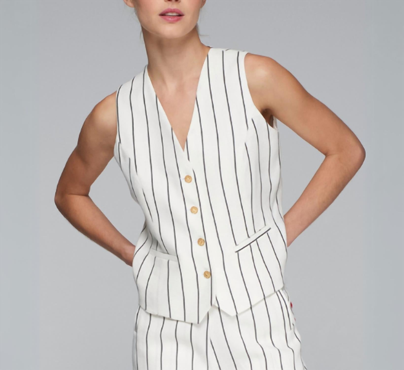 Vilagallo - Pinstripe Button Down Vest