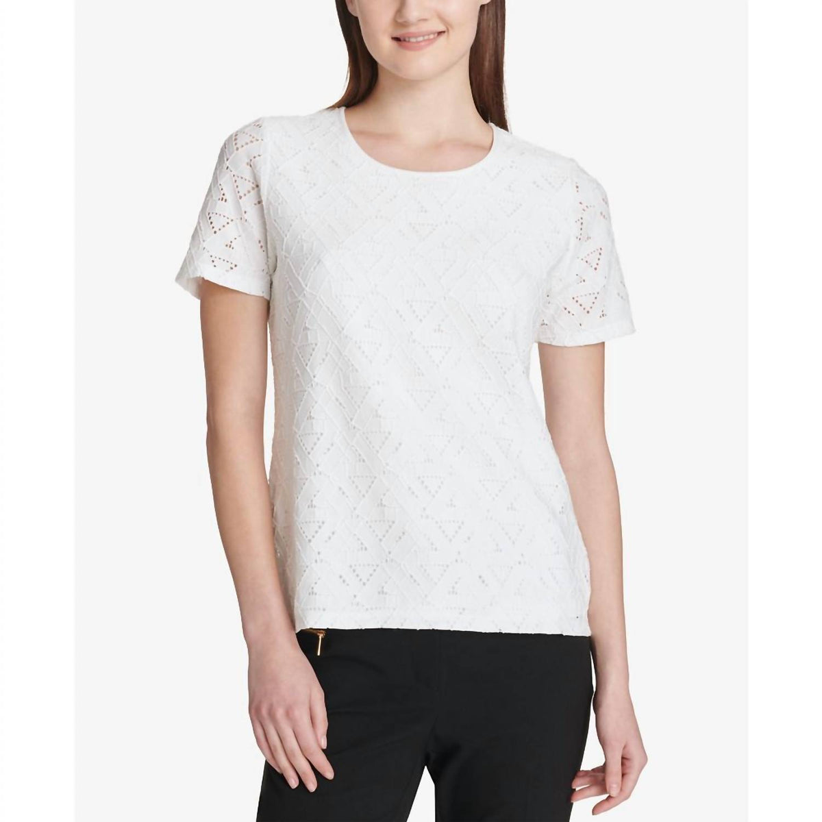 Calvin Klein - Short Sleeve Scoop Neck Lace Top