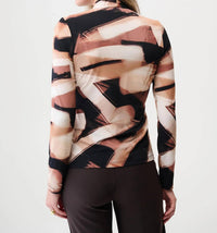 Joseph Ribkoff - Abstract Print Faux Wrap Top