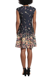 London Times - Floral Cap Sleeve A-Line Dress