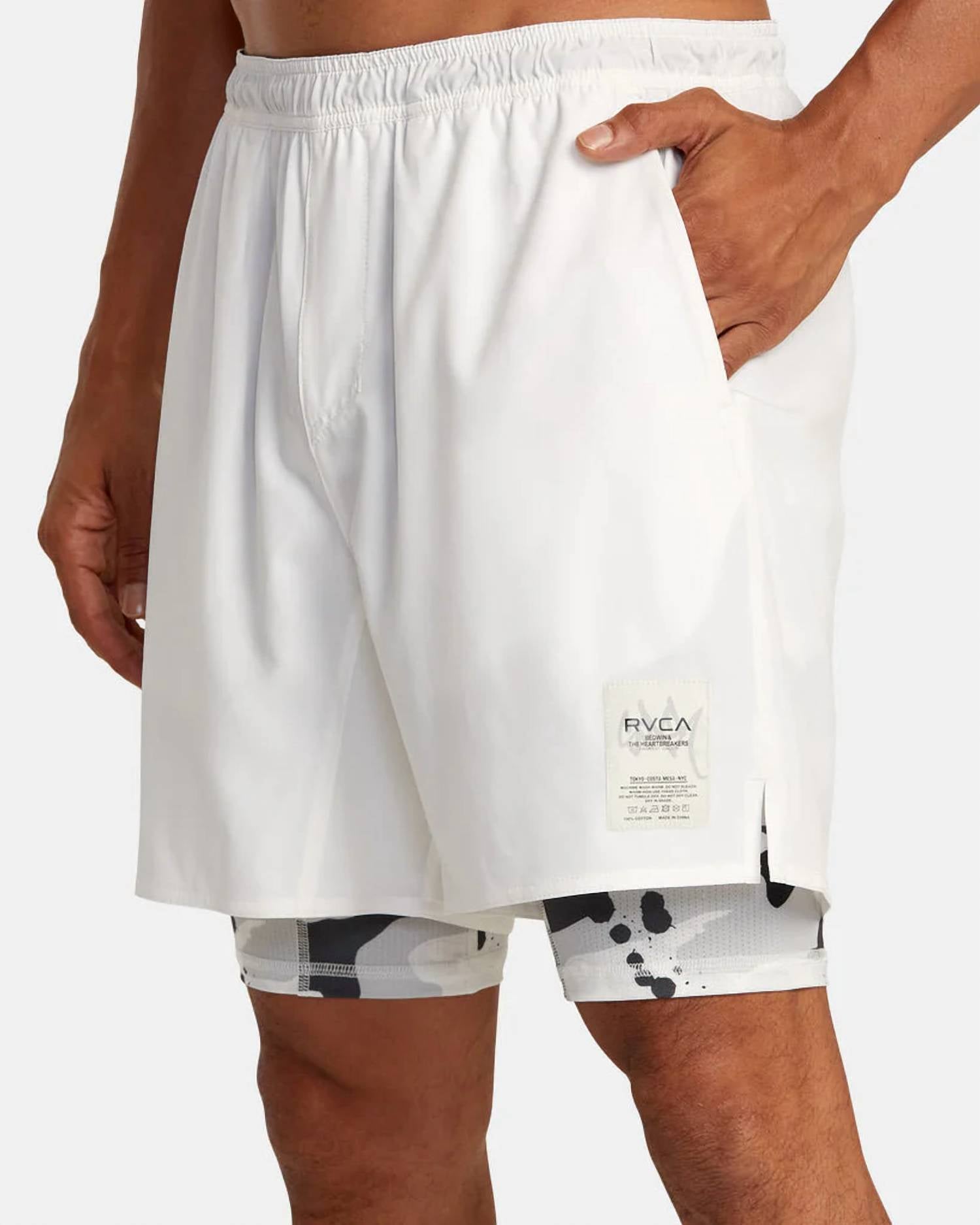 RVCA Bedwin X Stash Train 2 in 1 Short in 1 short in white - men's shorts - detail view
