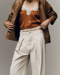 PISTOLA Eden Pleated Barrel Trousers in parchment - women's pants - alternate view