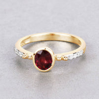Diana M Jewels Women's Oval Natural Ruby Fashion Ring (1.00 Ct) - Delicate in 14k yellow gold - women's jewelry - detail view