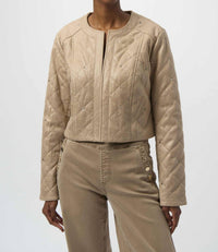Joseph Ribkoff - Foiled Faux Suede Diamond Quilt Studded Jacket