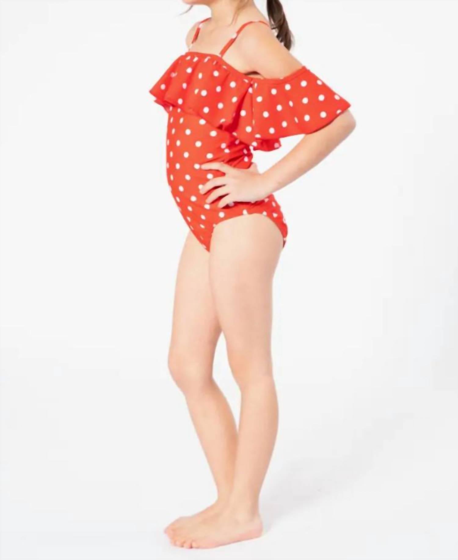 Marina West Swim - Girls Off Shoulder & Ruffled 1pc Swim Suit