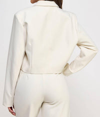 Ellison - Cropped Power Shoulder Blazer