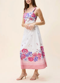 Cleobella Shea Midi Ankle Skirt In Camellia Print in camellia print in camellia print - women's skirt - detail view