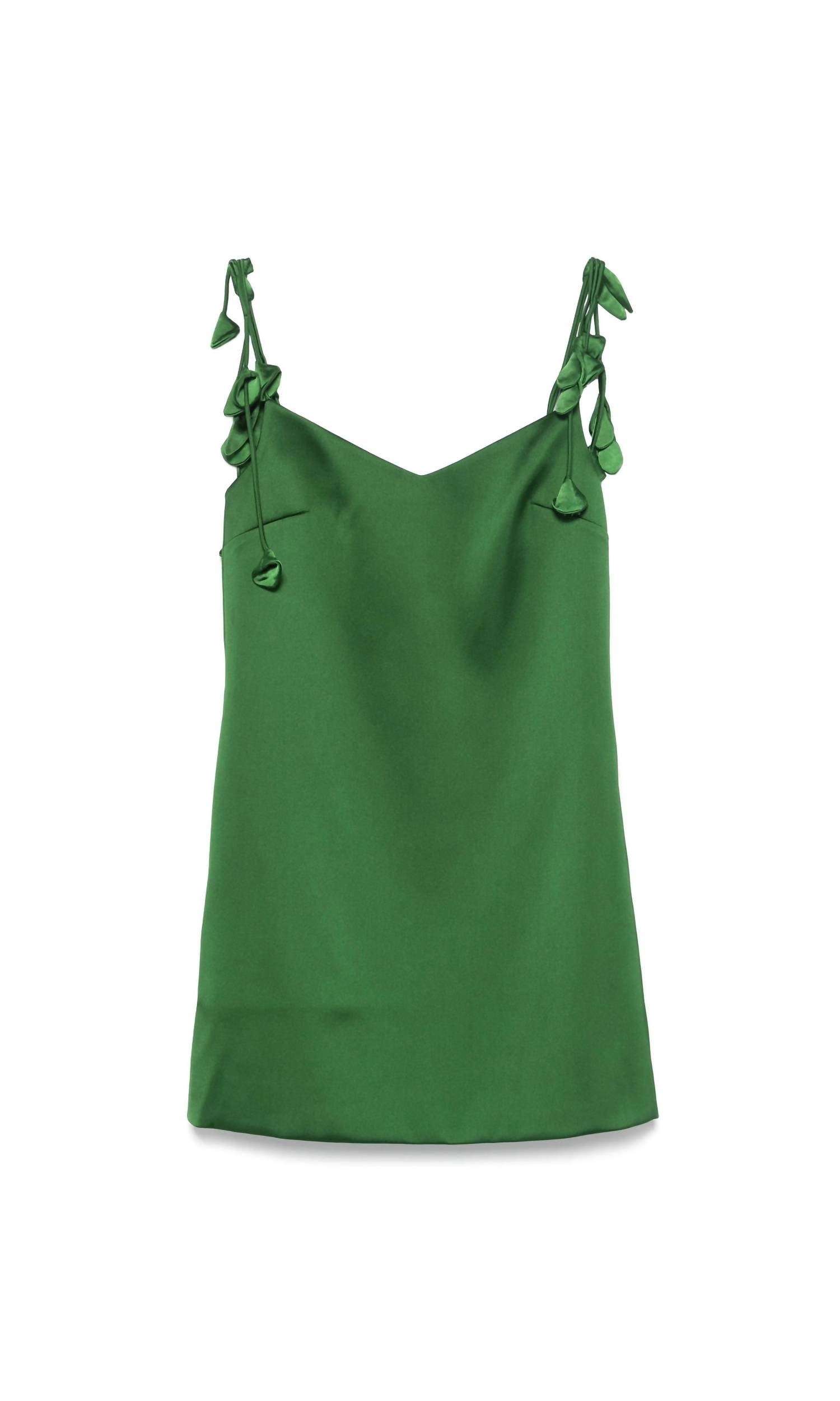 Self-Portrait - Green Satin Flower Mini Dress