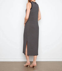 CHARLIE B Sleeveless Striped Scuba Maxi Dress in black beige - women's dress - view 4