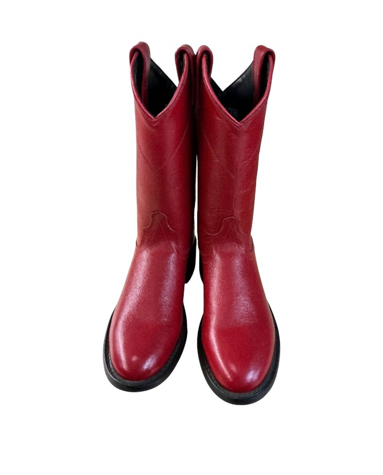 Old West Women's Riding Boot in red - women's shoe - detail view